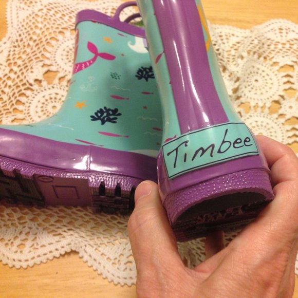 Mermaid Rain Boots by Timbee Purple Teal Size 7 NWT - Picture 3 of 10